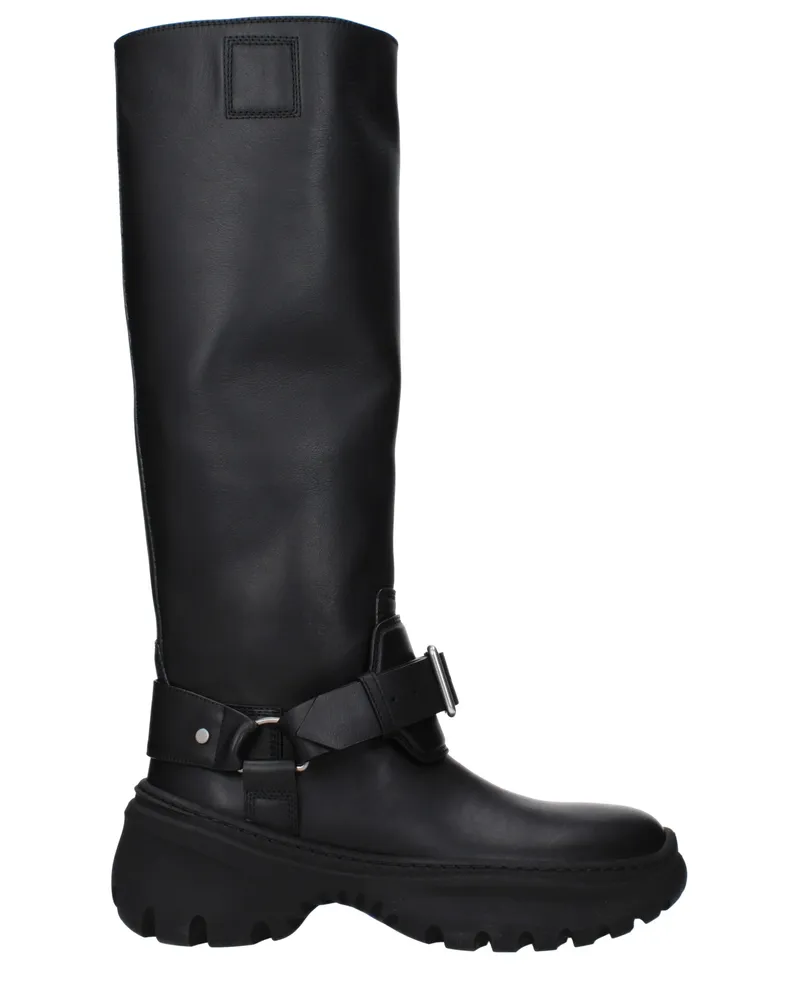 Burberry Damens Stiefel Leder Schwarz -