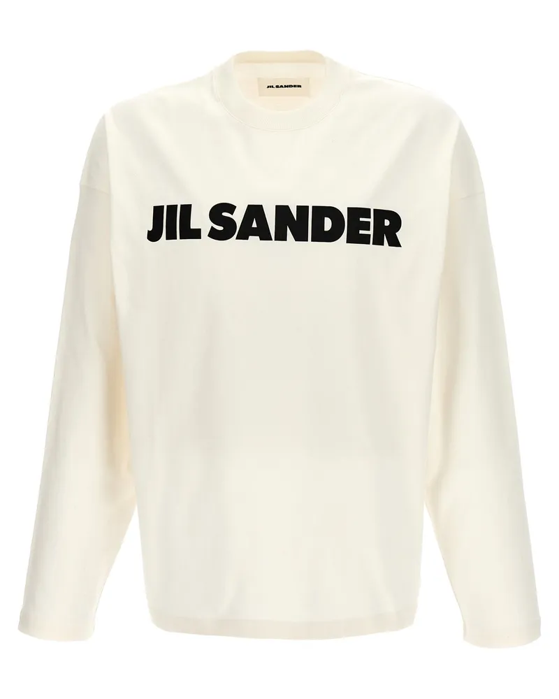 Jil Sander Logo Druck T -Shirt Weiß