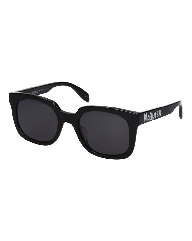 Alexander McQueen Herrens Sonnenbrille aus schwarzem Acetat -