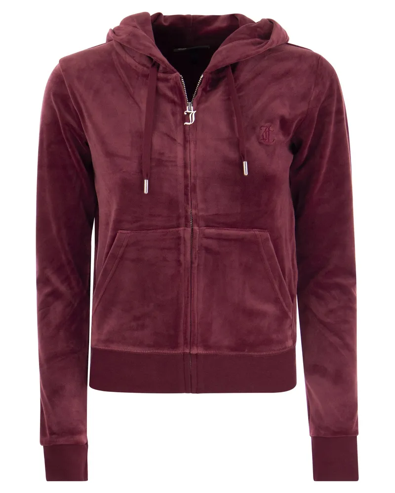 Juicy Couture Cotton Samt Hoodie Bordeaux