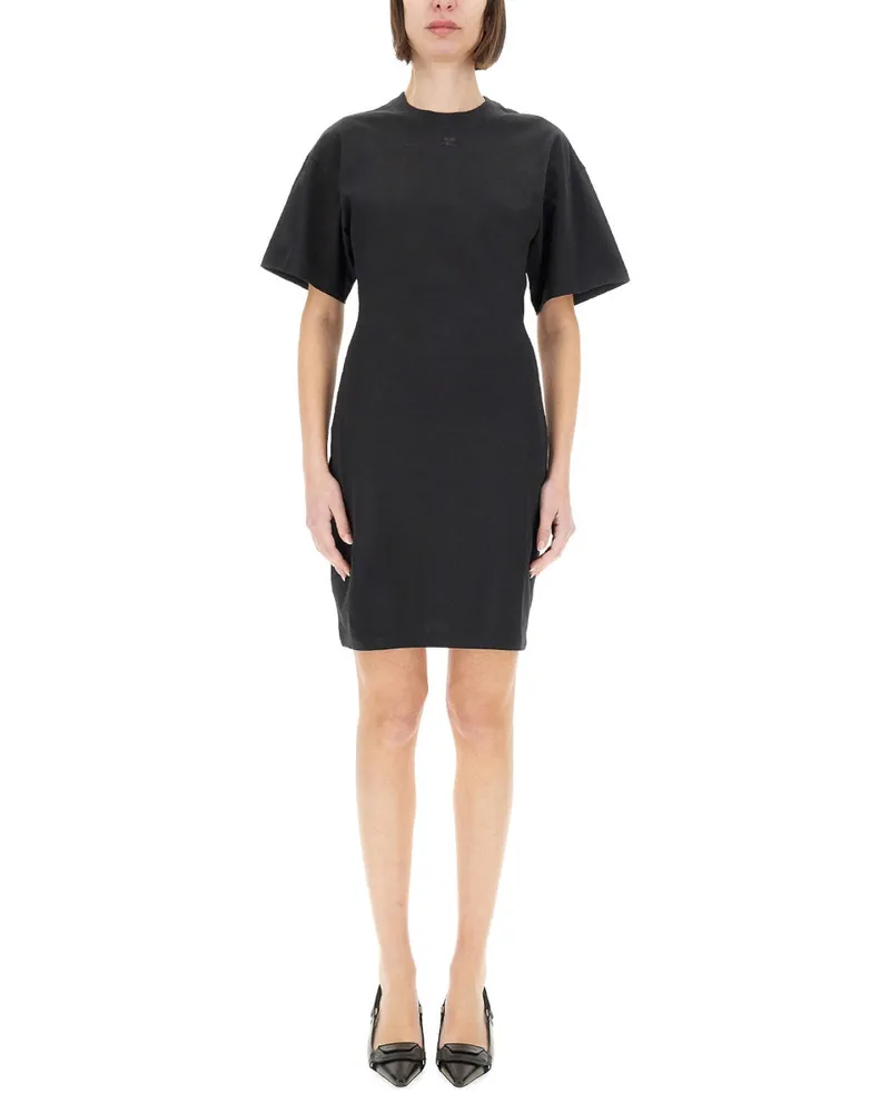 Courrèges kurzes Baumwollkleid Black