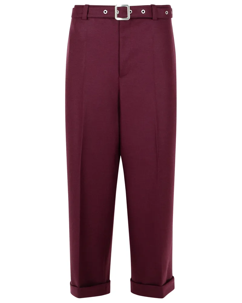 Jil Sander wolle Hosen Bordeaux