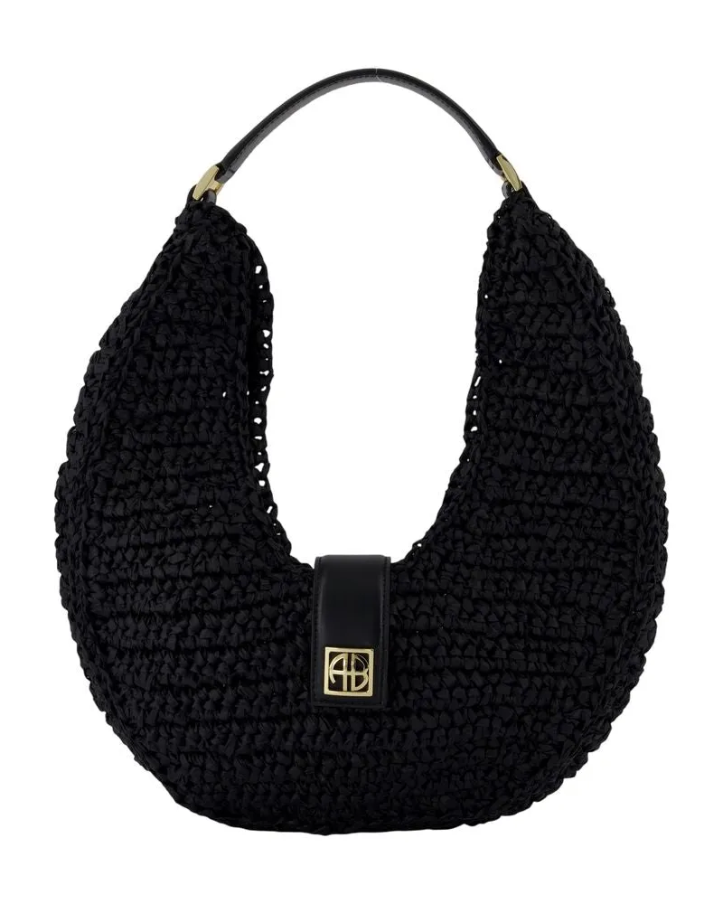 Anine Bing Lou Monogram Umhängetasche Schwarzer  Canvas Schwarz Schwarz