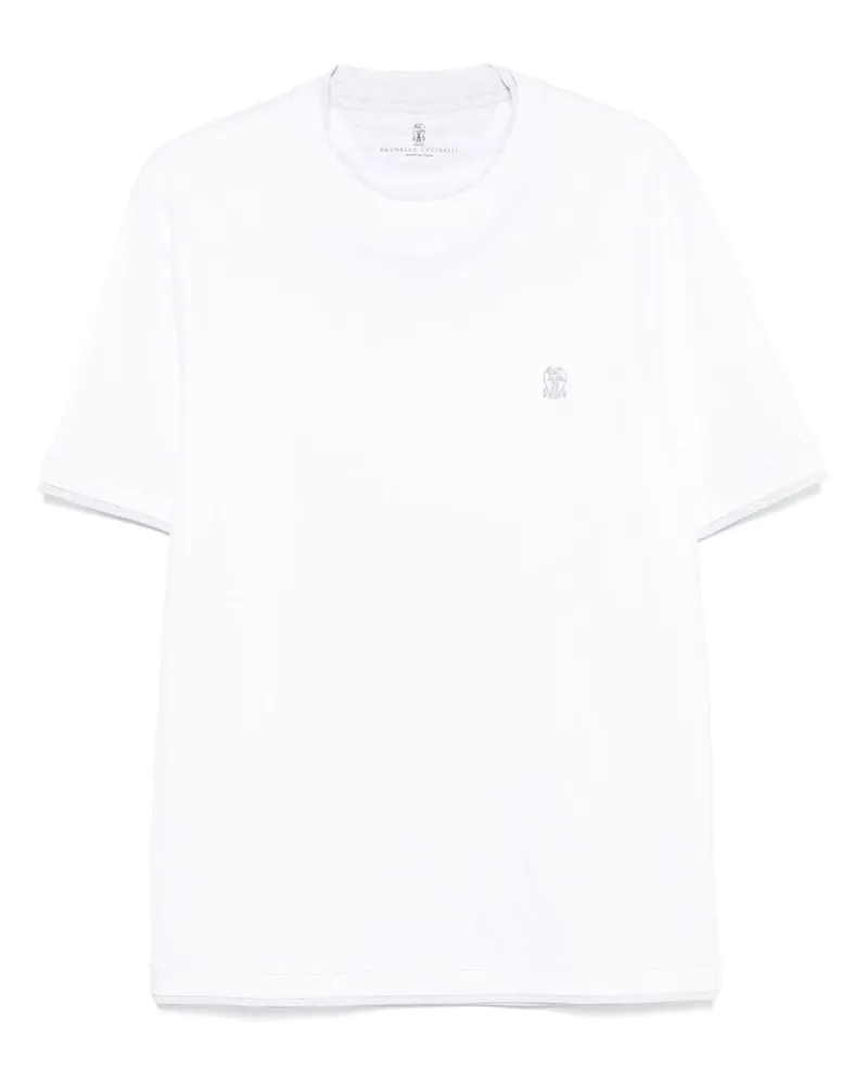 Brunello Cucinelli Logo Baumwoll -T -Shirt White