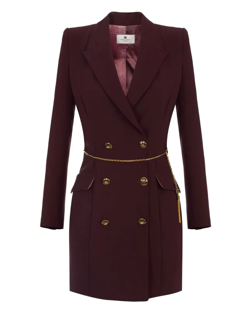Elisabetta Franchi Double Breasted Short Dress Bordeaux