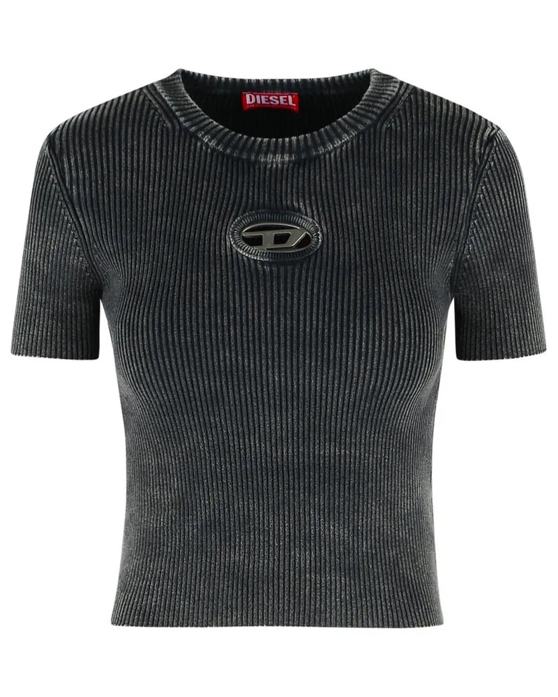 Diesel M Schwarzes Baumwoll-T-Shirt „Anchor Black