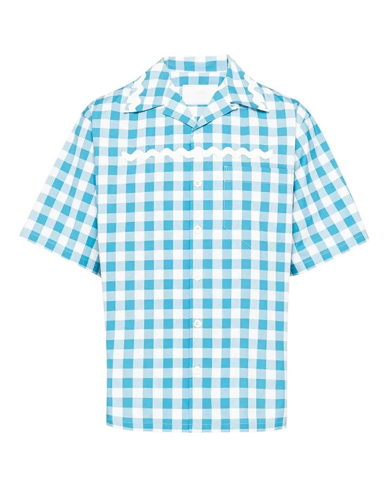 Prada überprüfte Baumwollhemd Blau