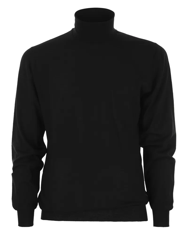 Fedeli Fedel Derby Wollschildkragenpullover Schwarz
