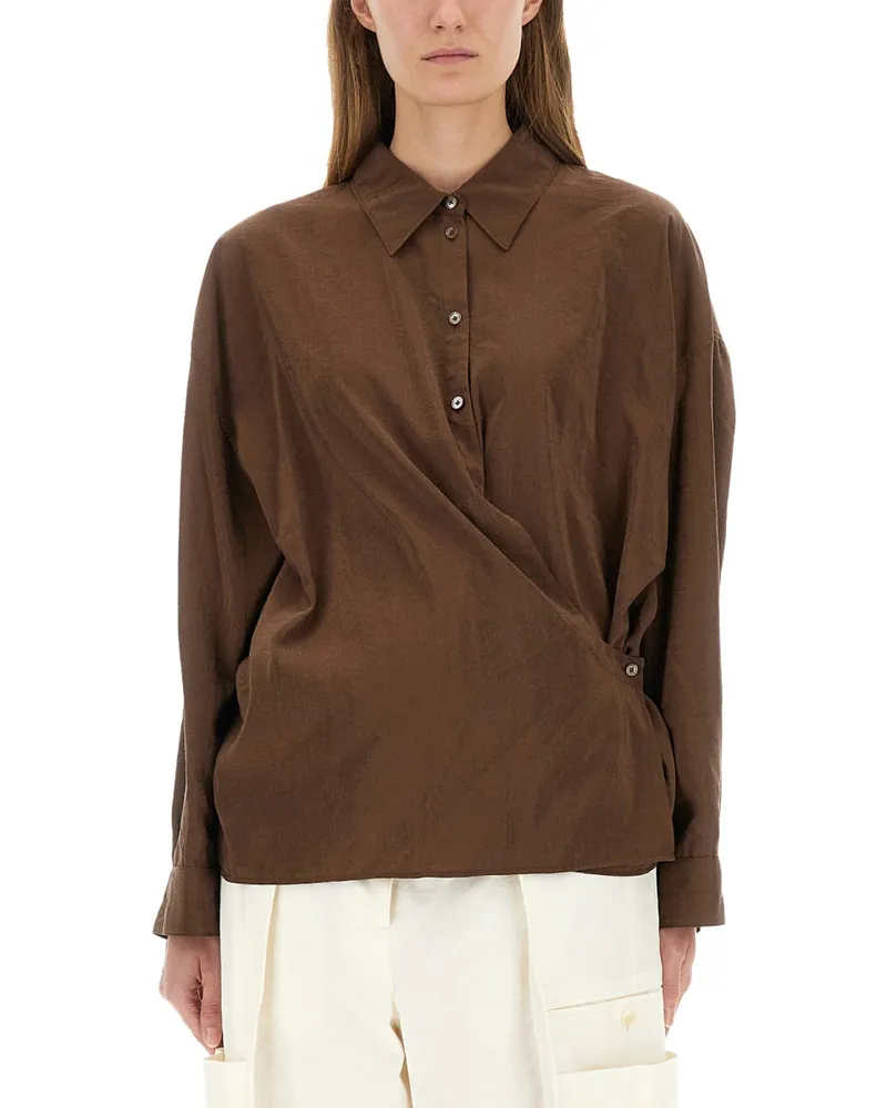 Christophe Lemaire gerade verdrehte Kragenhemd Brown