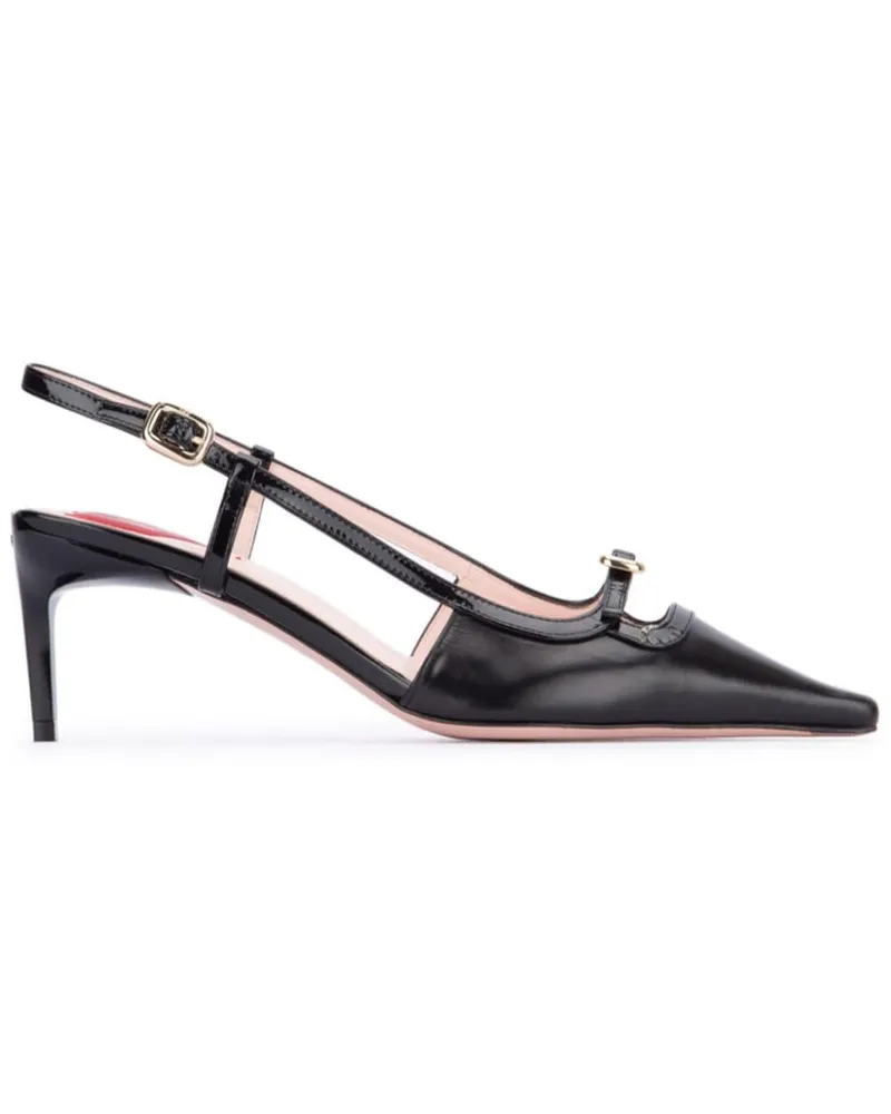 Roger Vivier Mini Schnalle Leder Slingback Pumps Black