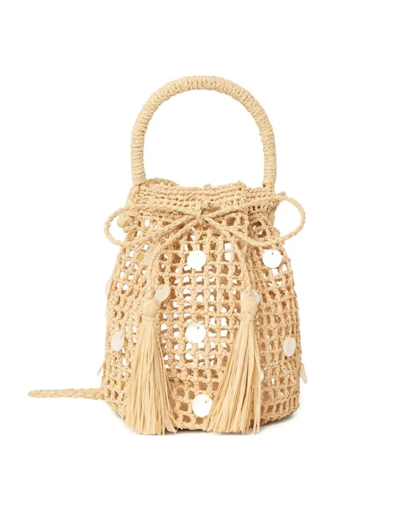 Alanui Precious Moments Rafia Beuteltasche Beige