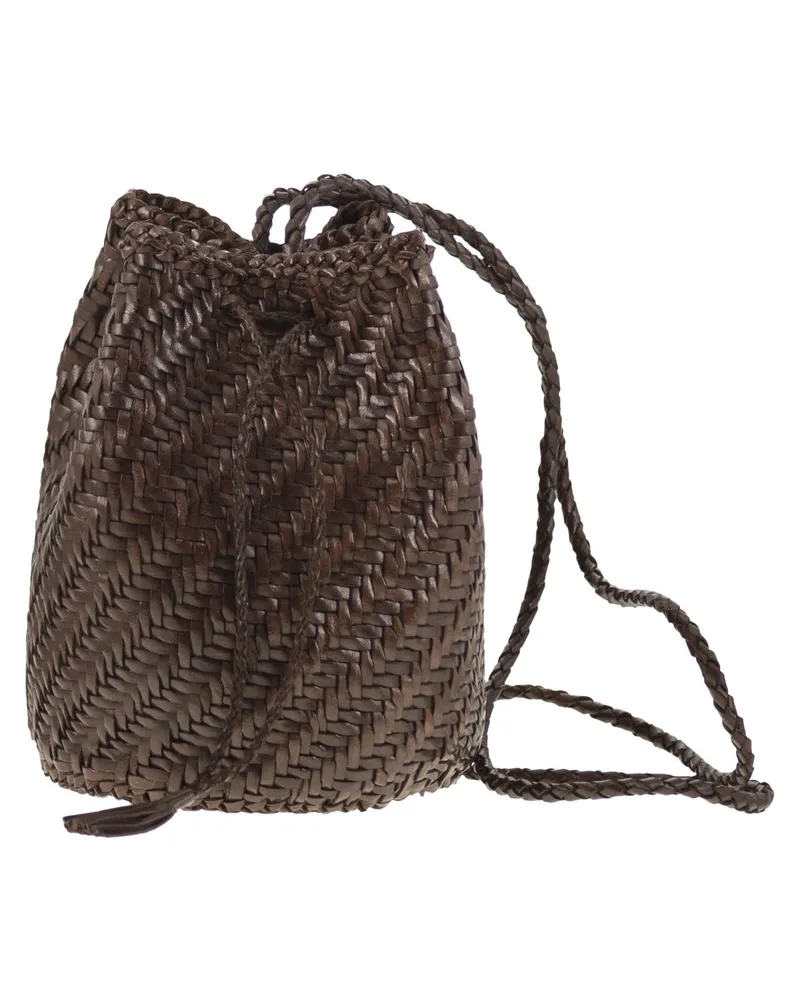 Dragon Pompom gewebte Ledertasche Dark