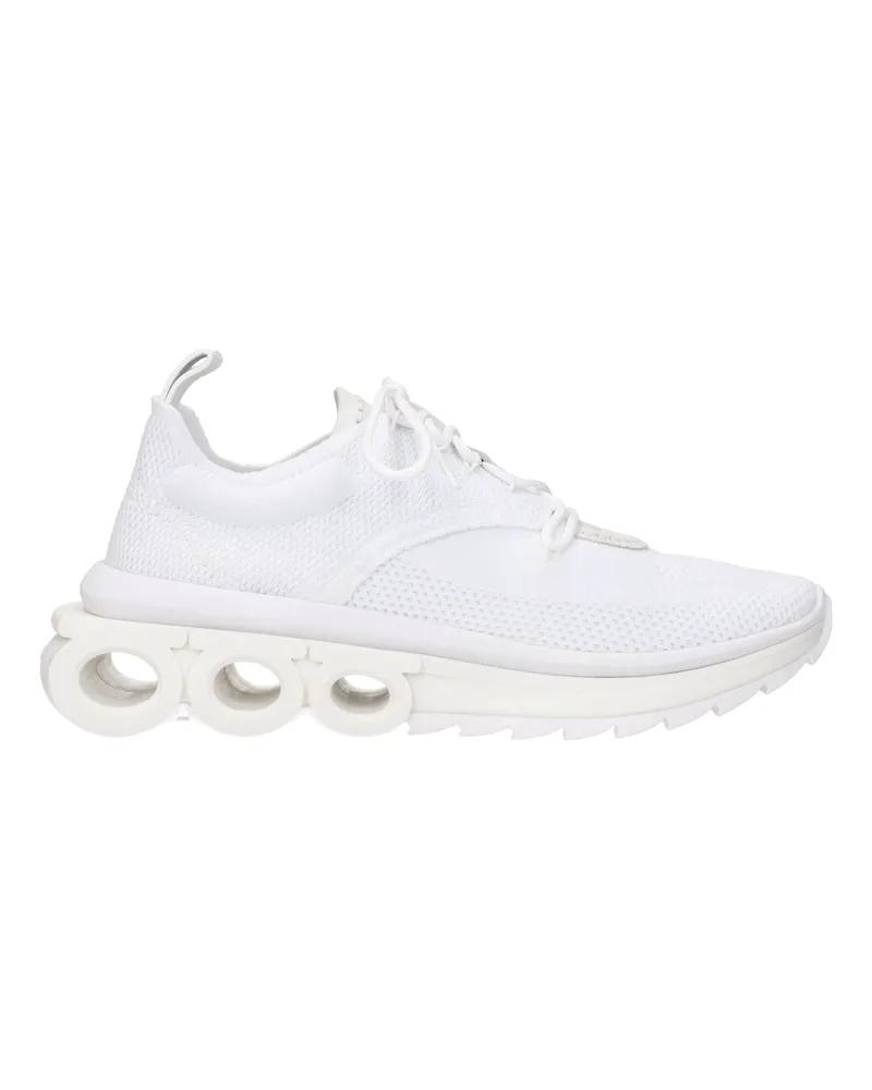 Ferragamo Herrens Weiße Stoff-Sneaker -