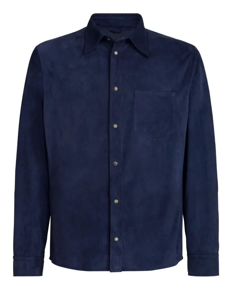 Brunello Cucinelli Lederhemd Blue