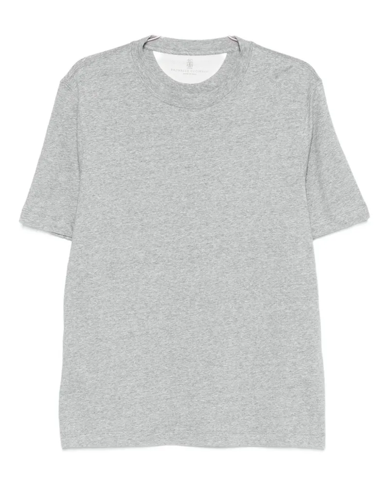 Brunello Cucinelli T-Shirt aus Leinenmischung Grey