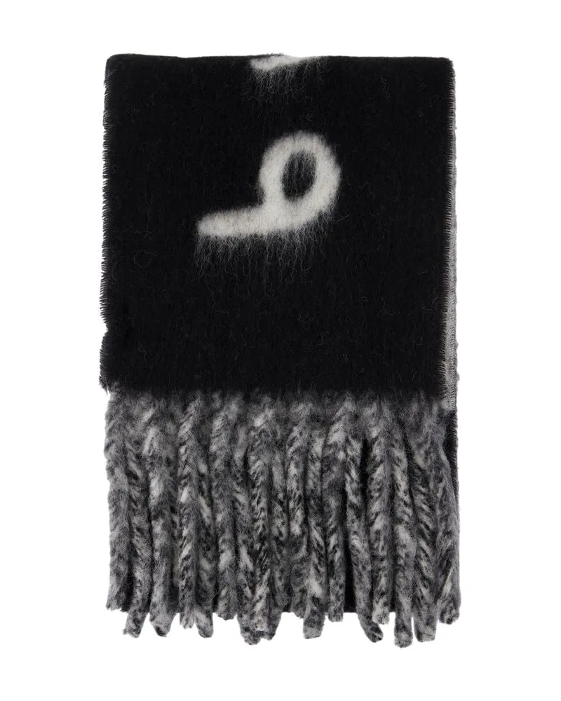 Burberry MU Text Schal  Wolle schwarz Schwarz