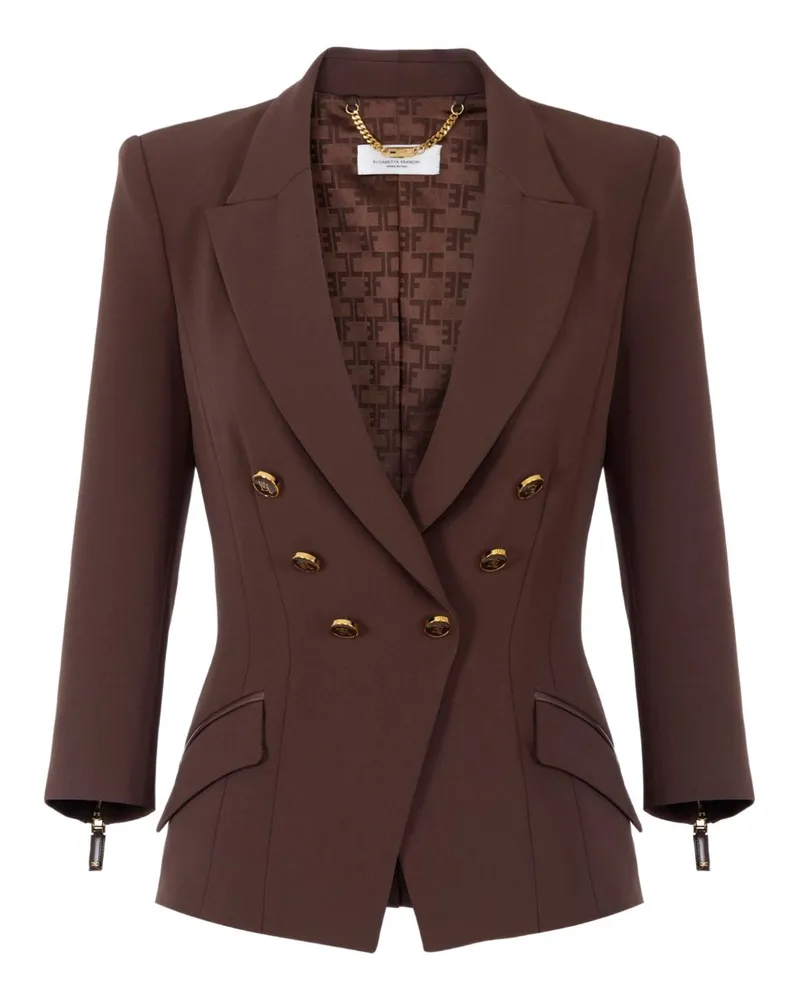 Elisabetta Franchi Single Breasted Jacke Brown