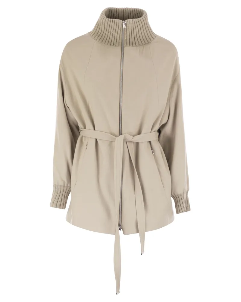 Herno Seide und Kaschmirjacke mit Gürtel Beige