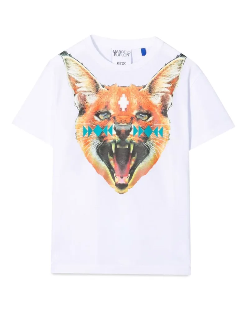 Marcelo Burlon | County of Milan Marcelo Burlon County of Mailand T -Shirt in Jersey di Cotone Con Stampa White