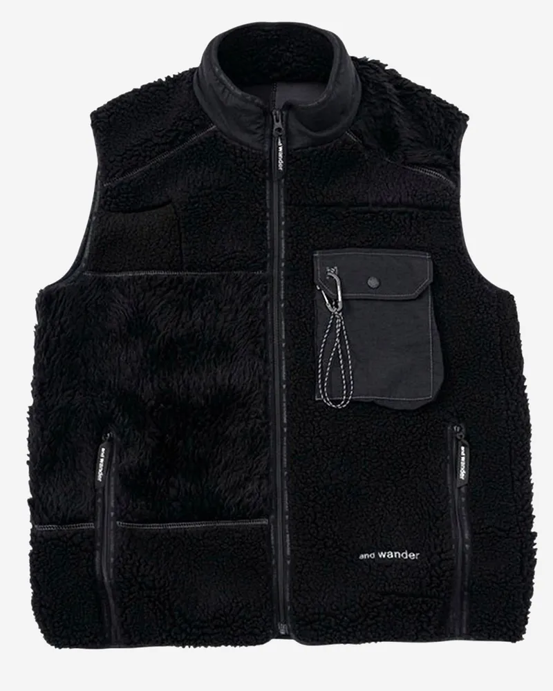 and wander Und Wander Mix Boa Weste Black