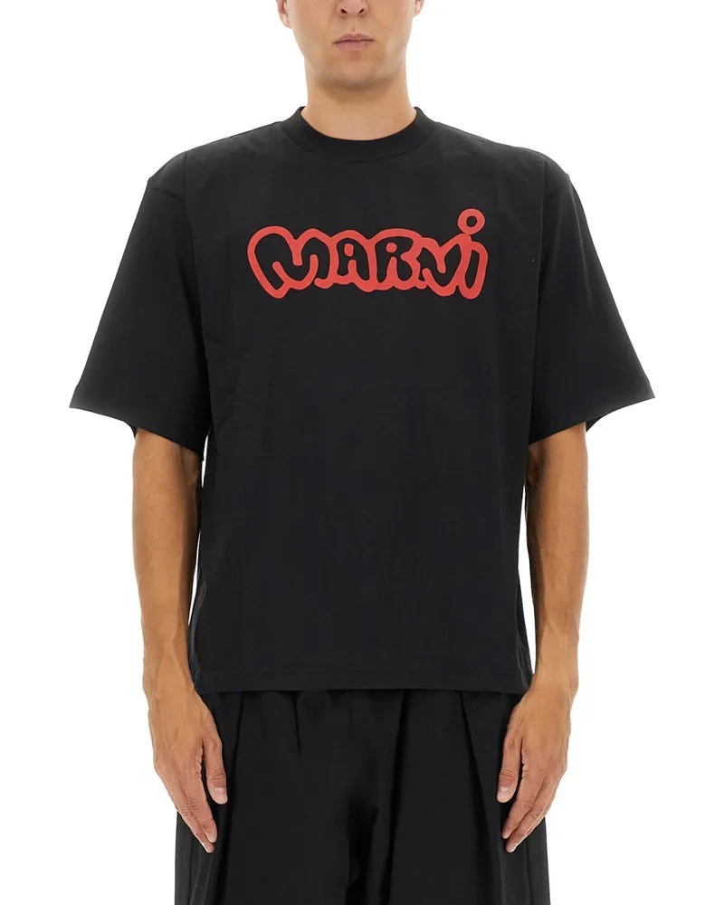 Marni T -Shirt mit Druck Black
