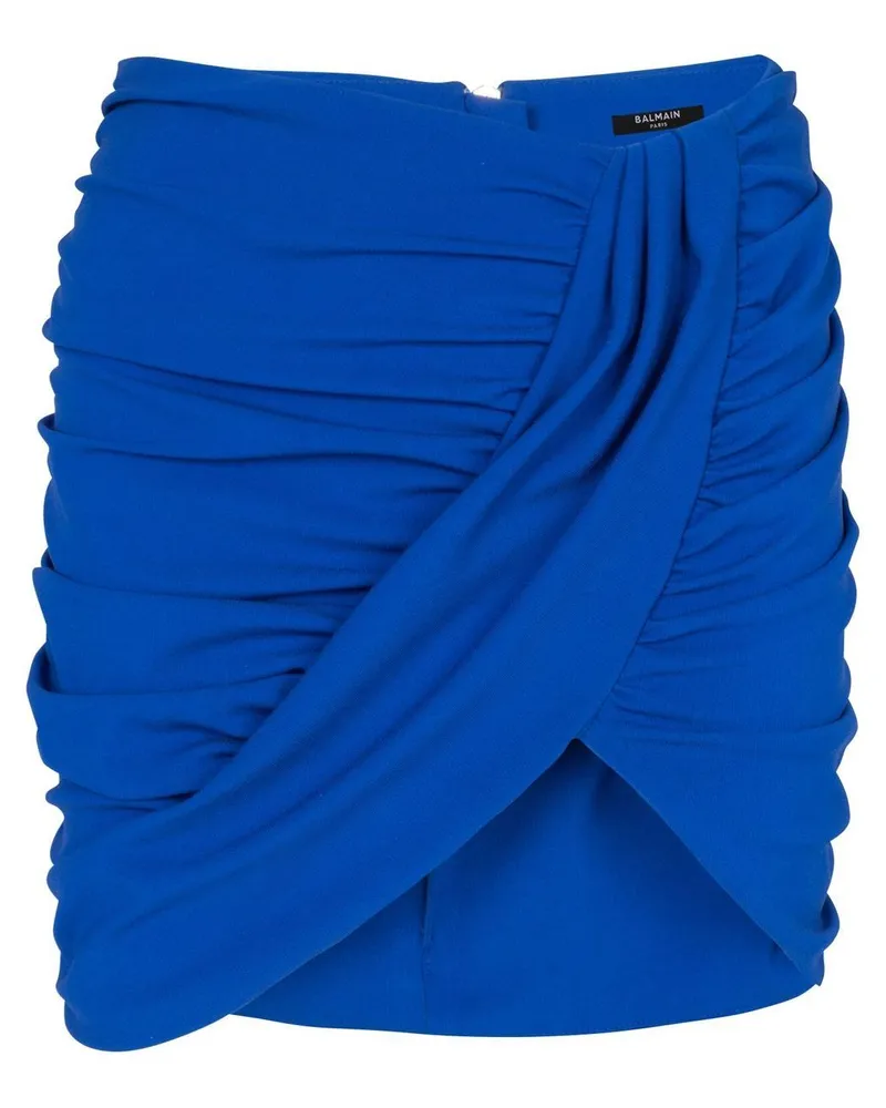 Balmain drapierte Jersey -Minirock Blue