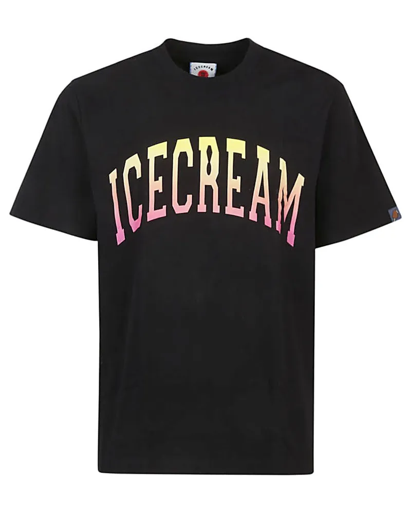 ICECREAM Logo Baumwoll -T -Shirt Black