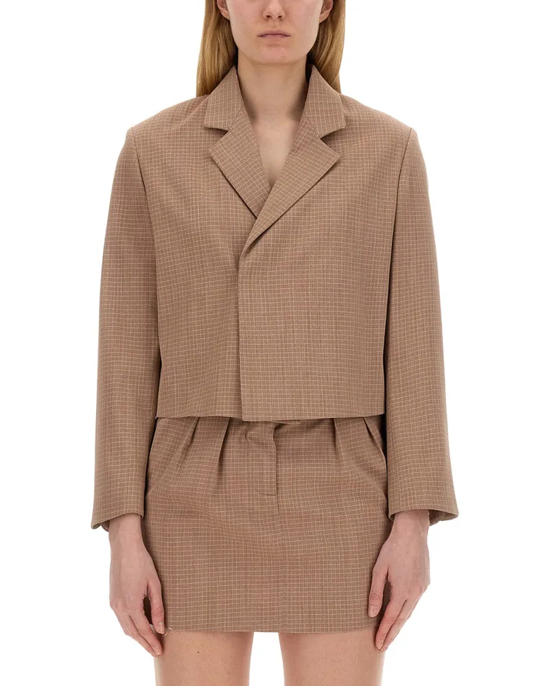 ALYSI Cropped Jacke Brown