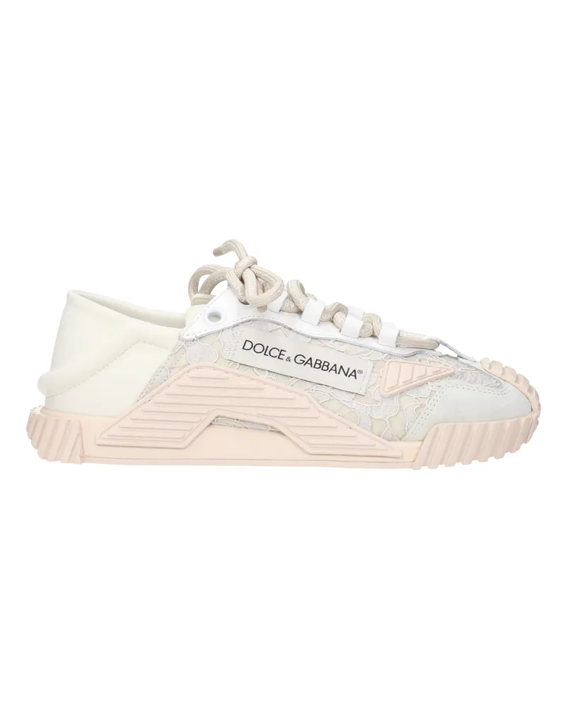 Dolce & Gabbana Dolce&Gabbana Damens Sneakers Stoff Grau/Pastellrosa -