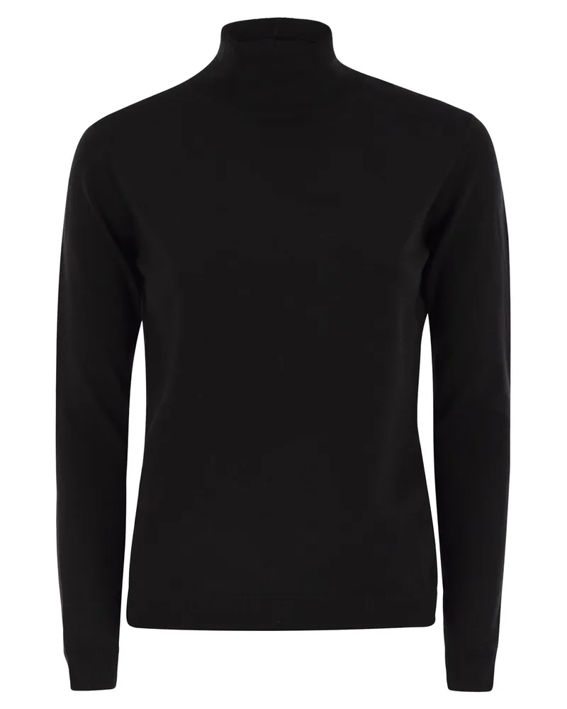 Max Mara Wochenende Max Mara Kiku Rollkragenpullover in Seiden- und Wollgarn Black
