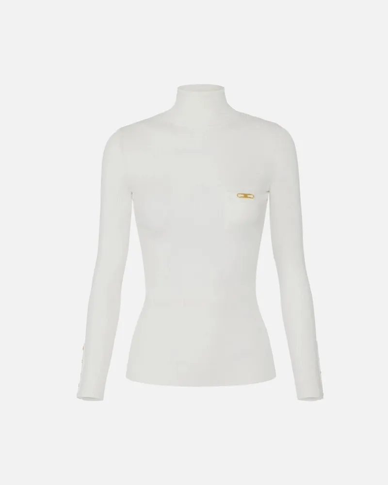 Elisabetta Franchi Rollkragenpullover mit Tasche Ivory
