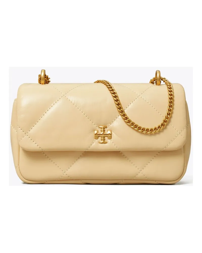 Tory Burch Kira Diamond Mini Leder Umhängetasche Beige
