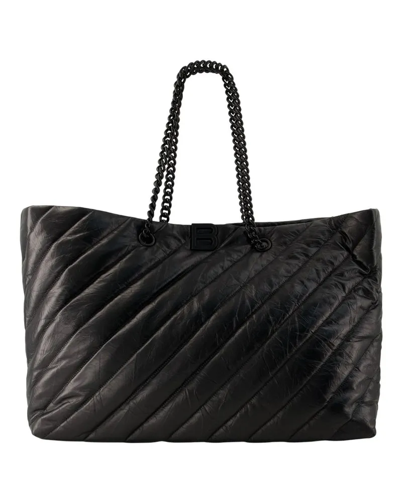 Balenciaga Crush Carry alle L Shopper Bag  Leder schwarz Schwarz