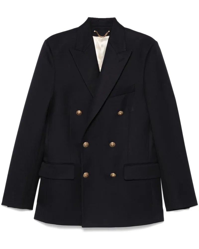 Golden Goose Golden Gans Wolle Doppelbrustblazerjacke Blue