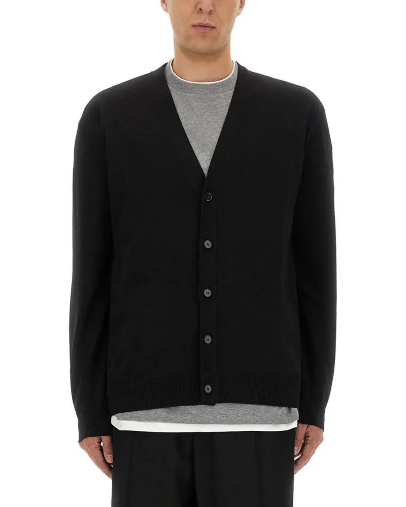 Jil Sander Merino Wolle Strickjacke Black