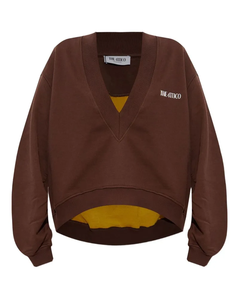 ATTICO Das Attico Logo Cotton Sweatshirt Brown