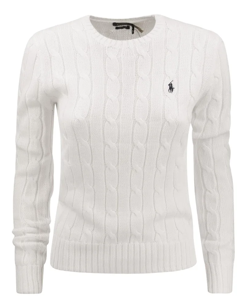 Ralph Lauren Slim Fit Cable Strick Weiss