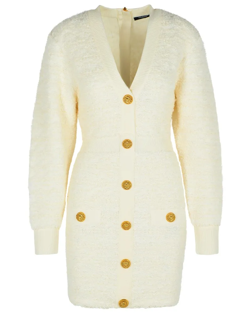 Balmain weiße Wolle Mischkleid White