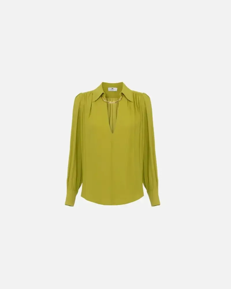 Elisabetta Franchi Shirt mit Juwelzubehör Green