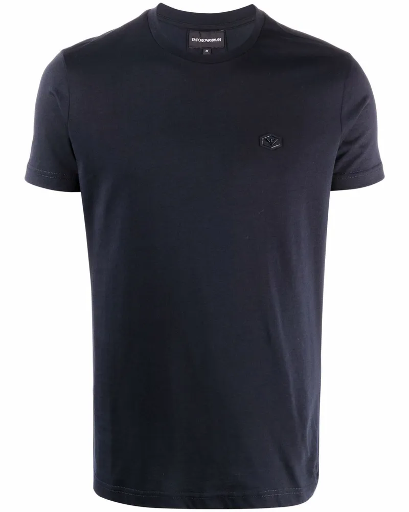 Emporio Armani Logo Baumwoll -T -Shirt Blue