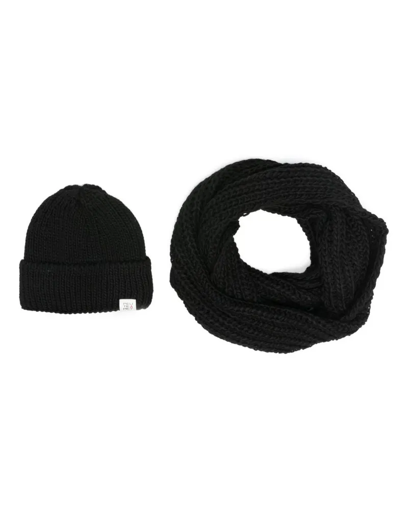 Peuterey Wool Beanie und Schal Set Black