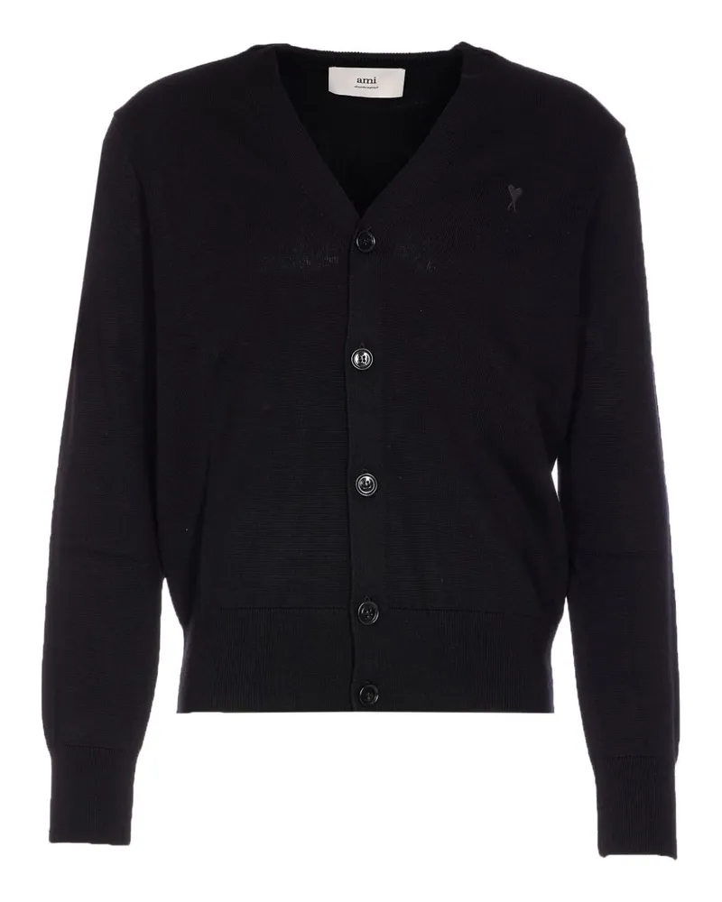 AMI Paris Ami de Coeur Wool Cardigan Black