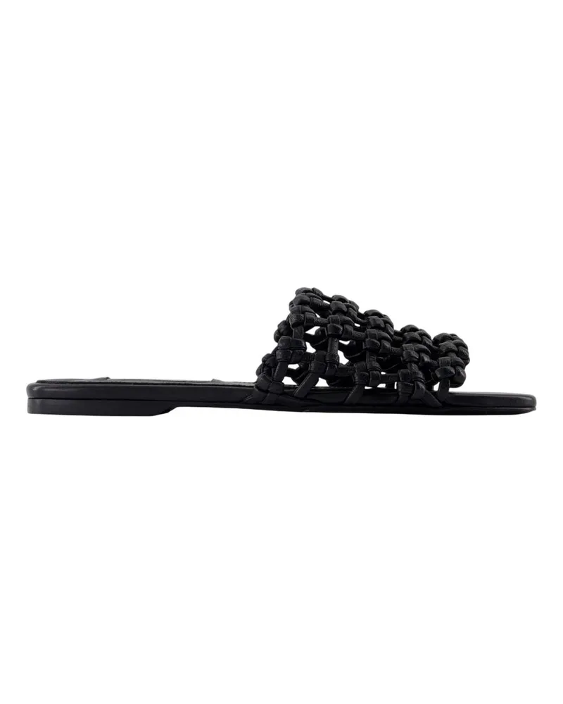 Totême Geflochtene Bandeau Sandalen Totem Leder schwarz Black