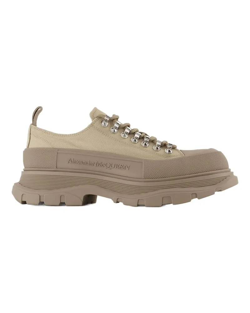 Alexander McQueen Tread Slick Sneakers  Brown Canvas Brown