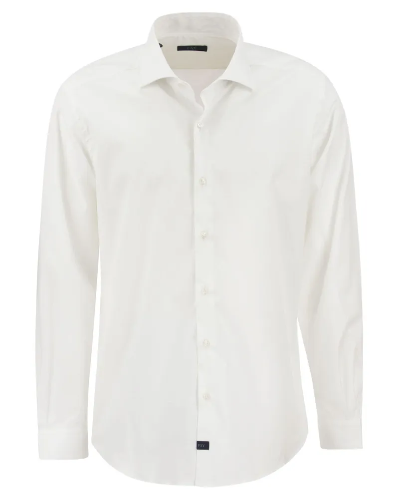 Fay Stretch French Kragenhemd Weiss
