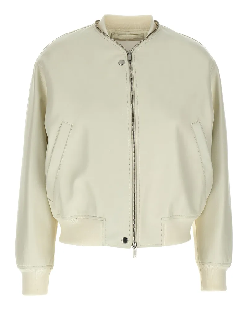 Jil Sander Jil Schleifer Leder Bomberjacke White