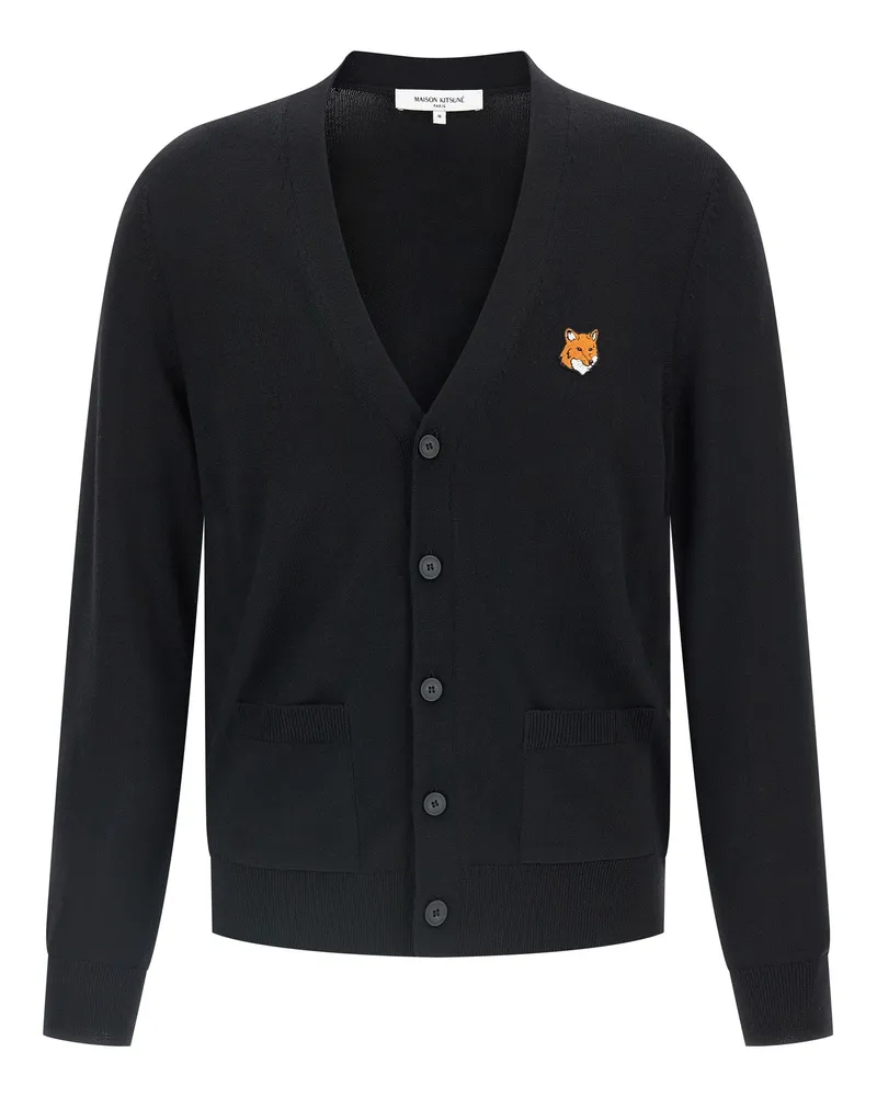 Kitsuné Strickjacke „Fox Head“ von Black
