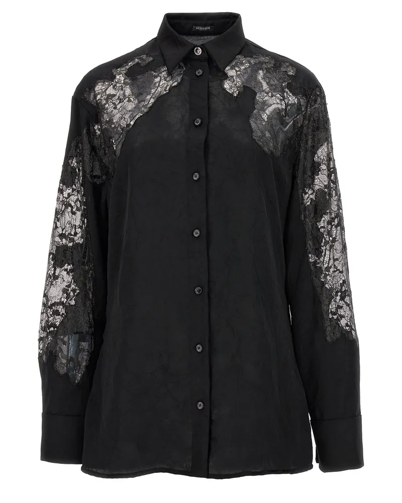 Versace Satin Spitzenhemd Black
