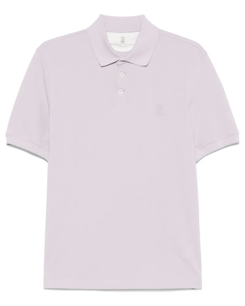 Brunello Cucinelli Logo Baumwoll -Polo -Hemd Purple