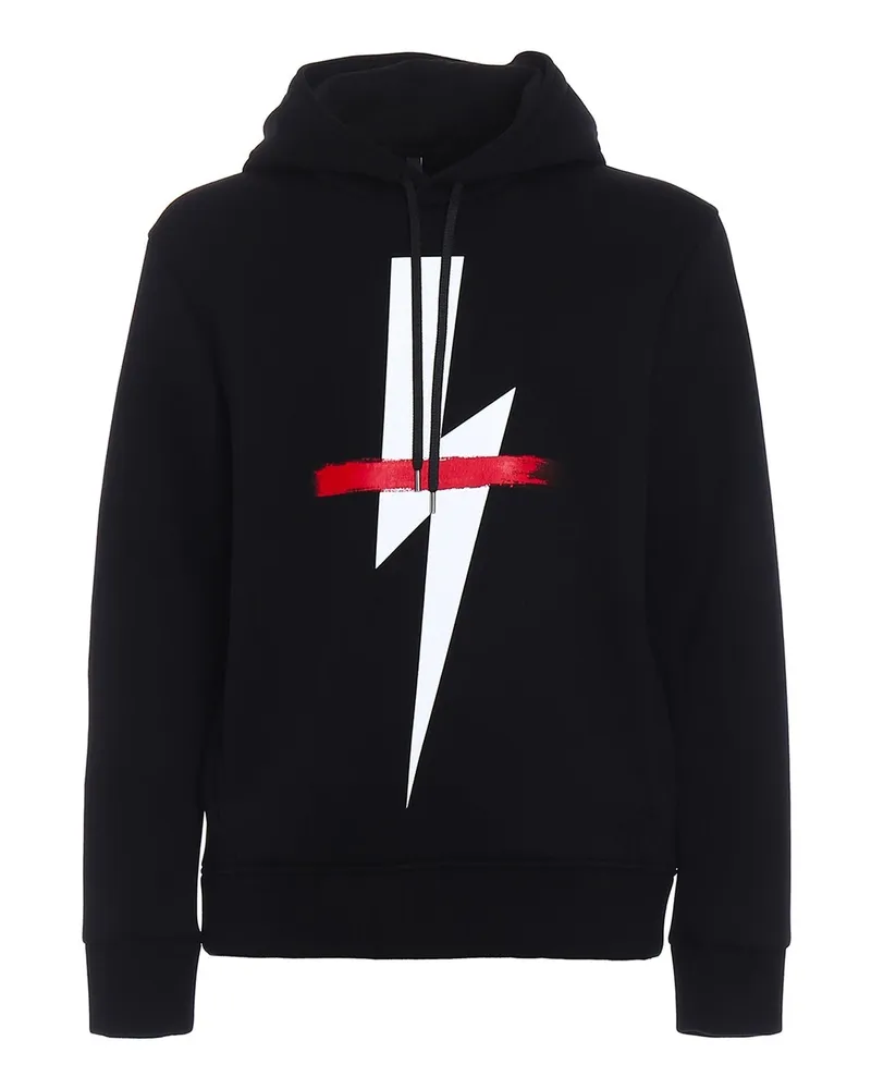 Neil Barrett Logo Kapuzen -Sweatshirt Schwarz